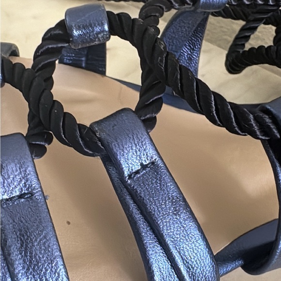 Anthropologie Billy Ella Navy Blue Metallic Sandals - Picture 11 of 14